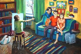 Калитка Анна, 17 лет, Портрет семьи, б., гуашь, ДХШ №2, г. Липецк