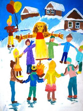 Королькова Ксения, 11 лет, Масленица, б., гуашь, ДХШ №3, г. Казань