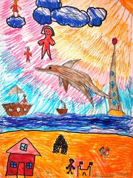 Старшинов Илья, 8 лет, Праздник в Севастополе, б., фломастеры, ДХШ, г. Старый Оскол, Белгородская обл.