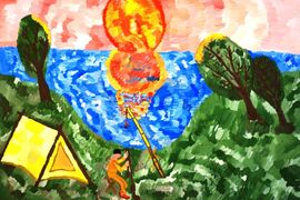 Сухорученков Денис, 11 лет, Рыбалка, б., гуашь, ДХШ, г. Старый Оскол, Белгородская обл.