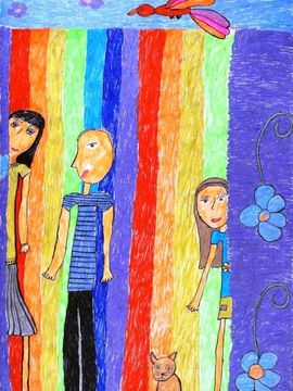 Угрюмова Анна, 10 лет, Моя семья, б., гелевые ручки, ДХШ №3, г. Пенза