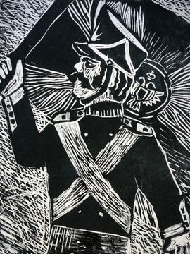 Берестова Мария, 11 лет, Солдат, б., линогравюра, г.Исилькуль