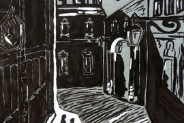 Боронина Анастасия, 12 лет, Улица старой Москвы, тон.б., тушь, ДШИ, с.Ребриха