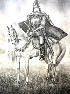 Будников Михаил, 15 лет, На поле Куликовом, б., карандаш, ВОДХГ, г.Волгоград