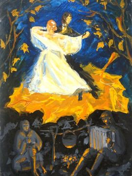 Мельникова Екатерина, 17 лет, Звучал стариный вальс в лесу прифронтовом, б., гуашь, ДХШ Росток, п. Палеховское худ. училище им. М. Горького 