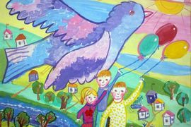 Попова Алиса, 9 лет, Полетели к облакам!, б., гуашь, Городищенская  ДШИ, п. Кузьмичи