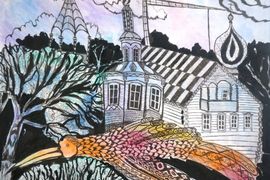 Разин Руслан, 14 лет, Птица в городе, б., смеш. тех., ДШИ, с. Лузино, Омская обл.