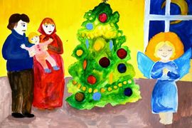 Горбунова Ирина, 12 лет, Рождество Христово, б., акварель, ДХШ №2, г. Липецк