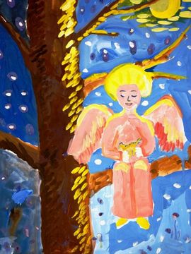 Иванова Дарья, 7 лет, Ангел-хранитель, б., гуашь, ДШИ, г. Новошахтинск, Ростовская обл.