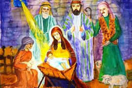 Калинина Татьяна, 13 лет, Мария и волхвы, б., акварель, ДШИ, г. Волгоград