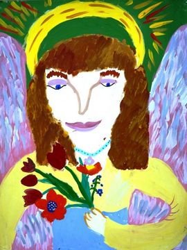 Копанева Анастасия, 8 лет, Ангел с цветами, б., гуашь, ВОДХГ, г. Волгоград