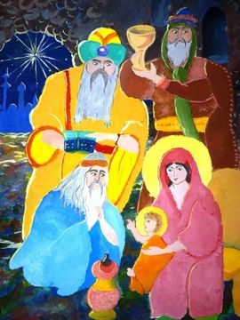 Кремененко Ульяна, 11 лет, Поклонение волхвов, б., гуашь, ДХШ, г. Волгодонск, Ростовская обл.