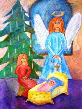 Логунова Анастасия, 11 лет, Рождество,  б., пастель, ДШИ, г. Исилькуль, Омская обл.