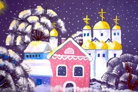 Напрасникова Диана, 12 лет, Рождество, тон. б., гуашь, ДШИ, г. Новошахтинск, Ростовская обл.