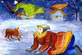 Овчаренко Анастасия, 12 лет, Рождественская ночь, б., акварель, г. Вязники, Владимирская обл.