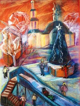 Паравян Виталий, 11 лет, Рождественские каникулы, тон. б., пастель, ДШИ, г. Исилькуль, Омская обл.