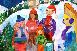 Сергеева Яна, 12 лет, Ряженые, б., гуашь, ДШИ, с. Лузино, Омская обл.