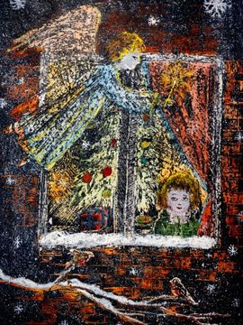 Трофимов Кирилл, 10 лет, Рождественский друг, б.,граттаж, ДШИ №7, г. Дзержинск
