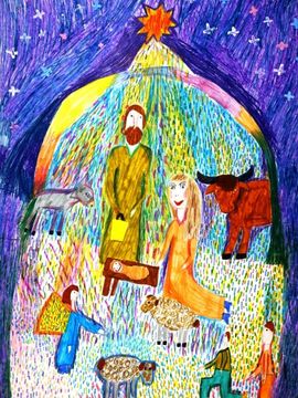 Уткина Дарья, 6 лет, Рождество. Дорога к храму. б., смеш.тех., г.Иваново