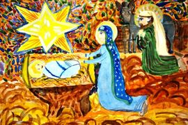 Хохлова Светлана, 10 лет, Звезда, возвестившая о рождении младенца, б., акварель, Православная гимназия, г. Лесосибирск, Красноярский край