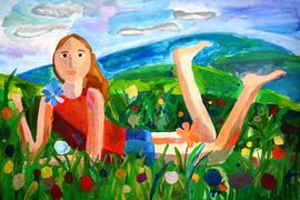 Аристова Дарья, 11 лет, Лето, б., гуашь, ДХШ №1, г. Казань