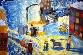 Безруков Артем, 13 лет, Зимний вечер, б., гуашь, ДШИ, г.Исилькуль, Омская обл.