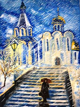 Драгунова Екатерина, 14 лет, Метель, б., гуашь, ДХШ, г.Мурманск