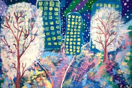 Задворных Полина, 10 лет, Зима в моем городе, б., гуашь, ДХШ, г.Волгодонск