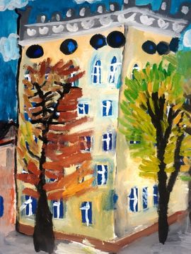 Костяева алёна, 7 лет, Дом на улице Мира, б., гуашь, ВОДХГ, г. Волгоград