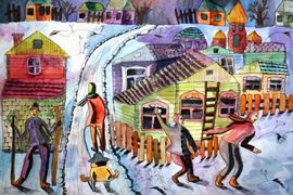 Куванова Марина, 13 лет, Зимние забавы, б., смеш.тех., ДХШ, р.п.Любинский