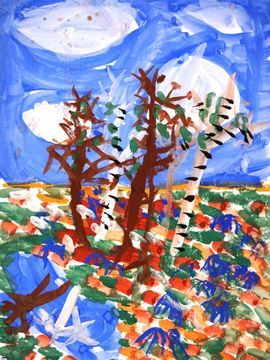 Лазаренко Дмитрий, 7 лет, Подснежники, б., гуашь, ДХШ №1, им. В.С. Сорокина, г. Липецк