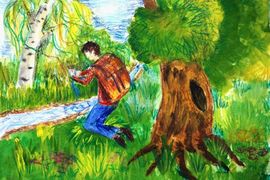 Михина Мария, 12 лет, У родника, б., смеш. тех., ДХШ №2, г. Липецк
