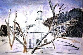 Никитина Елизавета, 12 лет, Зима в Липецке, б., гуашь, ДХШ №2, г. Липецк