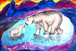 Сметанина София, 8 лет, На далеком Севере, где живут белые медведи... б., гуашь, ДШИ, г.Полярные Зори