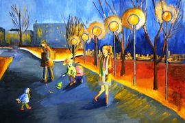 Чихунова Юлия, 13 лет, Осенний город. Вечер. б., гуашь, ДХШ, г.Волгодонск