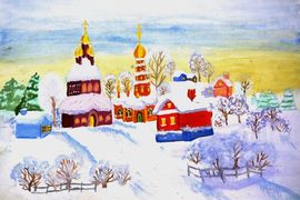 Бакушкина Софья, 10 лет, Перед Рождеством, б.,гуашь, ДШИ, с. Ребриха, Алтайский край
