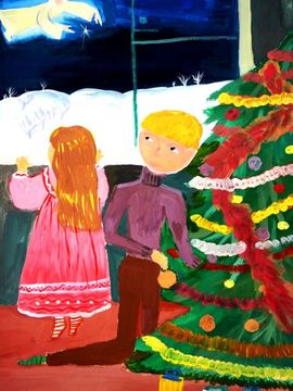 Балдаева Мария, 12 лет, Рождественский ангел, б., гуашь, ВОДХГ, г. Волгоград