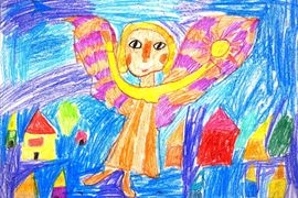 Богзберг Ангелина, 7 лет, Ночь перед Рождеством, б., пастель, ДШИ, р.п. Нововаршавка, Омская обл.