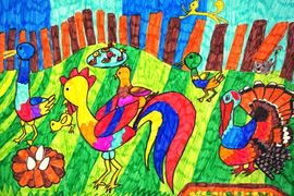 Шатова Полина, 8 лет, Птичий двор, б., фломастеры, ДХШ им. С.Д. Эрьзя, г. Новороссийск
