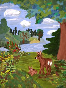 Аленина Евгения, 11 лет, Олени, б., гуашь, ДХШ №2 им. Б.И. Сурикова, г. Липецк