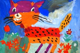Бердина Елизавета, 6 лет, Кот, б., гуашь, ДХШ им. С.Д. Эрьзя, г. Новороссийск