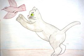 Ивичева Алина, 10 лет, Первая охота, б.цв., карандаш, СШ №1, г. Калач-на-Дону, Волгоградская обл.