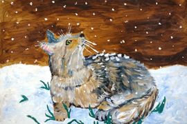 Колотухин Святослав, 8 лет, Первый снег, б., акварель, СШ №1, г. Калач-на-Дону, Волгоградская обл.