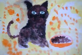 Круч София, 9 лет, Котик, б., смеш.тех., ДШИ, р.п. Нововаршавка, Омская обл.