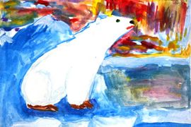 Панова Елизавета, 10 лет, Белый медведь, б., гуашь, ДХШ №2 им. Б.И. Сурикова, г. Липецк