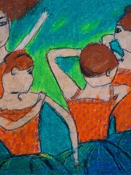 Набока Ольга, 9 лет, Э. Дега Четыре балерины за сценой (фрагмент), б., пастель, ДХШ, г. Североморск, Мурманская обл.