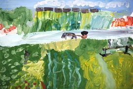 Наконечная Алина, 8 лет, В. ван Гог Пейзаж в Овере после дождя, б., гуашь, ДХШ №2, г. Липецк