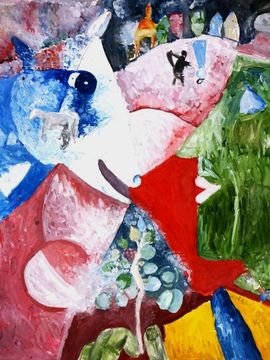 Суслова Анастасия, 12 лет, М. З. Шагал Я и деревня, б., гуашь, ДХШ №2, г. Липецк
