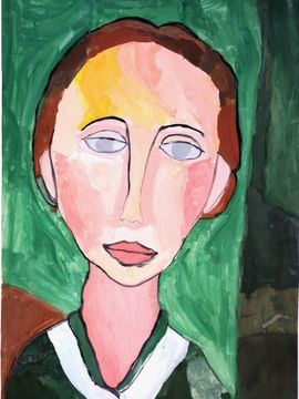 Утря Павел, 11 лет, А. Модильяни Молодая девушка, б., гуашь, ДШИ, с. Лузино, Омская обл