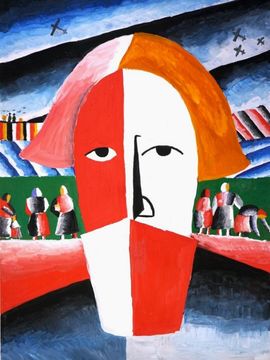 Челбин Андрей, 12 лет, К. С. Малевич Голова крестьянина, б., гуашь, ДХШ, г. Волгодонск, Ростовская обл
